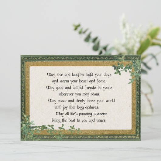 Irish Blessing & Clover in Lijst Feestdagenkaart (Staand voorkant)