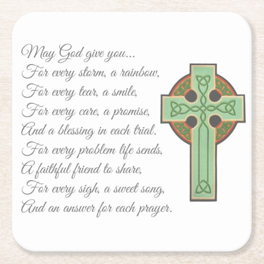 Irish Blessing II Vierkante Kartonnen Onderzetter (Voorkant)