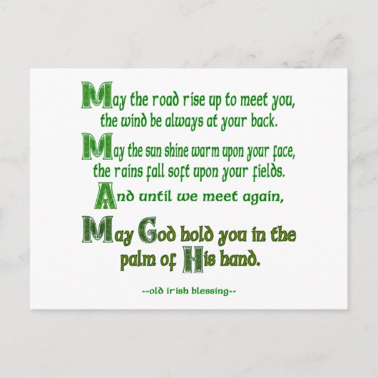 Irish Blessing May the Road Rise to Meet You (Iers Briefkaart (Voorkant)