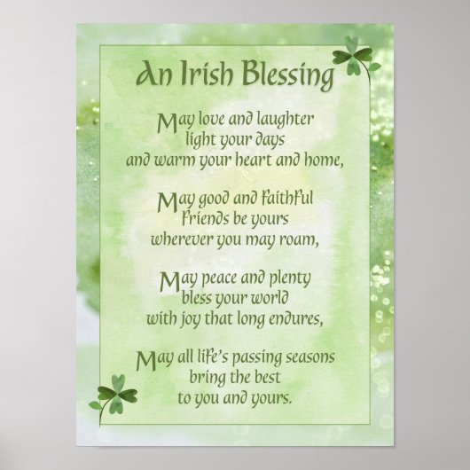 Irish Blessing: mei liefde en lachen Poster (Voorkant)