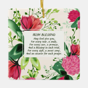 Irish Blessing Red Green Clover Kerstmis Keramisch Ornament