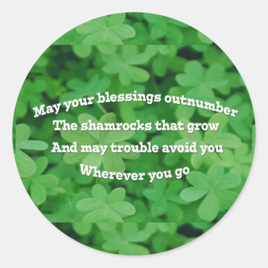 Irish Blessing Ronde Sticker (Voorkant)