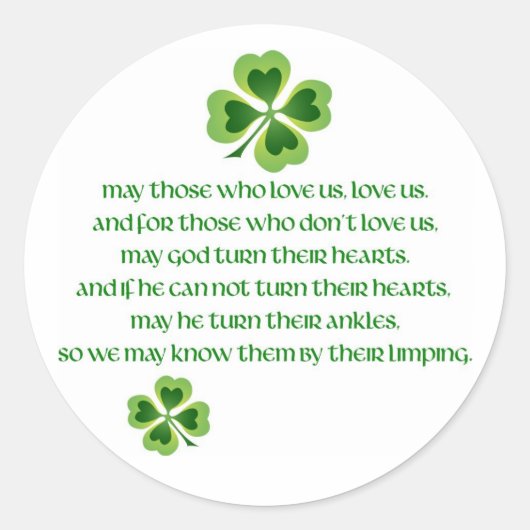 Irish Blessing Ronde Sticker (Voorkant)
