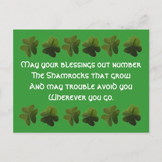 Irish Blessing Shamrock Briefkaart (Voorkant)