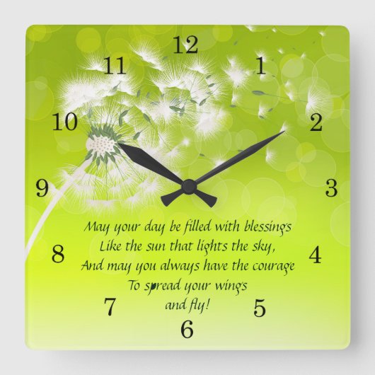 Irish Blessing, Spread uw vleugels en vlieg Vierkante Klok (Voorkant)