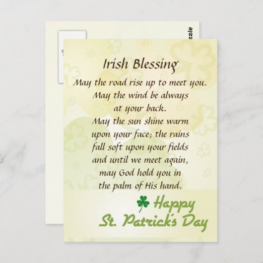 Irish Blessing St. Patrick's Day Custom Briefkaart (Voorkant / Achterkant)