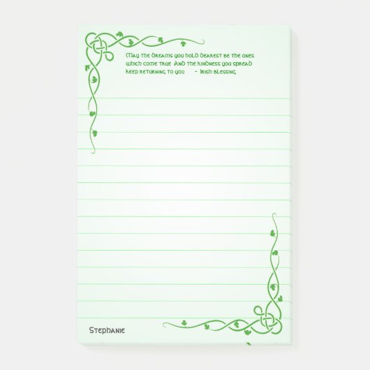 Irish Blessing St Patrick's Green Celtic Braids #1 Post-it® Notes (Voorkant)