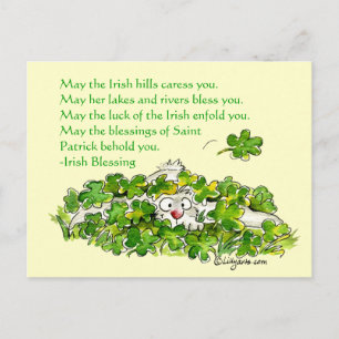 Irish Blessings Cartoon Rabbit Shamrocks Briefkaar Briefkaart