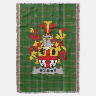 Irish Bourke Coat of Arms Family Crest Ireland Deken