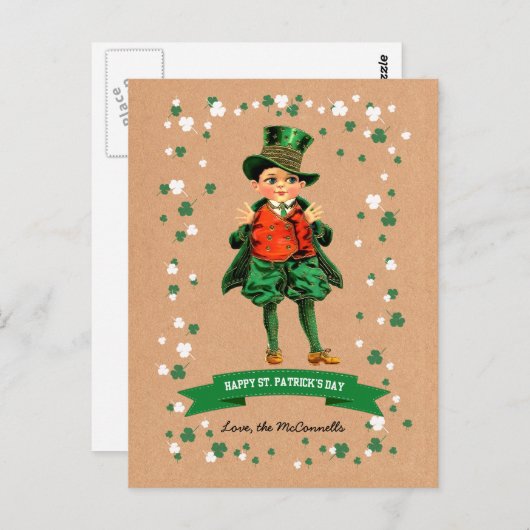 Irish Boy Custom Name St. Patrick's Day Briefkaart (Voorkant / Achterkant)