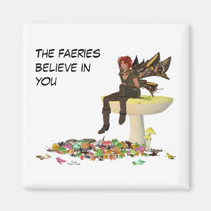 Irish Boy Fairy On Mushroom Magnet