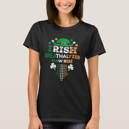 Irish Breathalyzer Blow Here St Paddy s Day T-shirt (Voorkant)