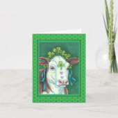 IRISH BRED ST. PATRICK'S DAG HOGER, SHAMROCK-KOE FEESTDAGEN KAART (Voorkant)