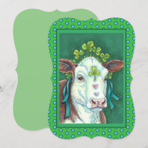IRISH BRED ST. PATRICK'S DAG HOGER, SHAMROCK-KOE FEESTDAGENKAART