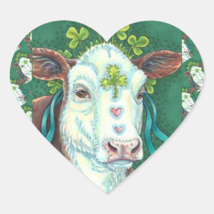 IRISH BRED ST. PATRICK'S DAG HOGER, SHAMROCK-KOE HART STICKER
