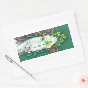 IRISH BRED ST. PATRICK'S DAG HOGER, SHAMROCK-KOE RECHTHOEKIGE STICKER