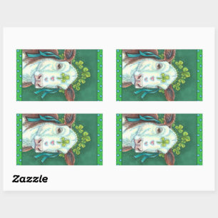 IRISH BRED ST. PATRICK'S DAG HOGER, SHAMROCK-KOE RECHTHOEKIGE STICKER