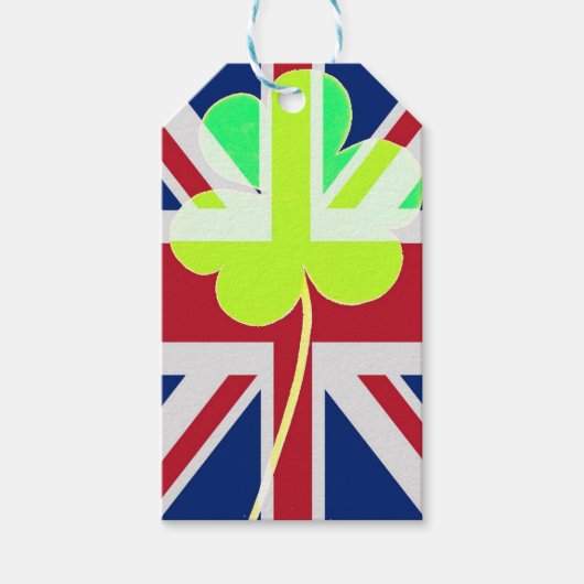 Irish British Flag Shamrock Clover St. Patrick UK Cadeaulabel (Voorkant)