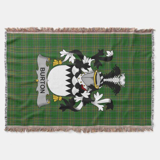 Irish Burton Coat of Arms Family Crest Ireland Deken (Voorkant)