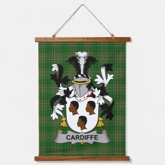 Irish Cardiffe Coat of Arms Family Crest Hangend Wandkleed (Voorkant)