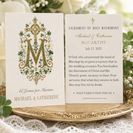 Irish Catholic Monogramme Marial Mariage Shamrocks