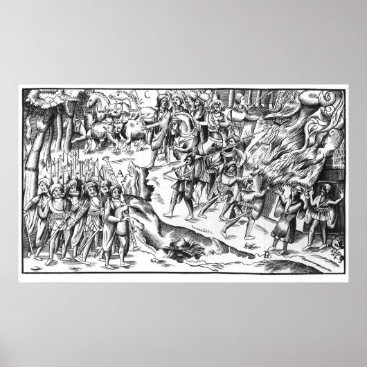 Irish Cattle Raid on a English Plantation Poster (Voorkant)