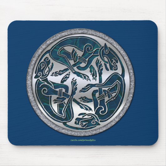 Irish Celtic 3-Dog Symbol Mousepad Muismat (Voorkant)