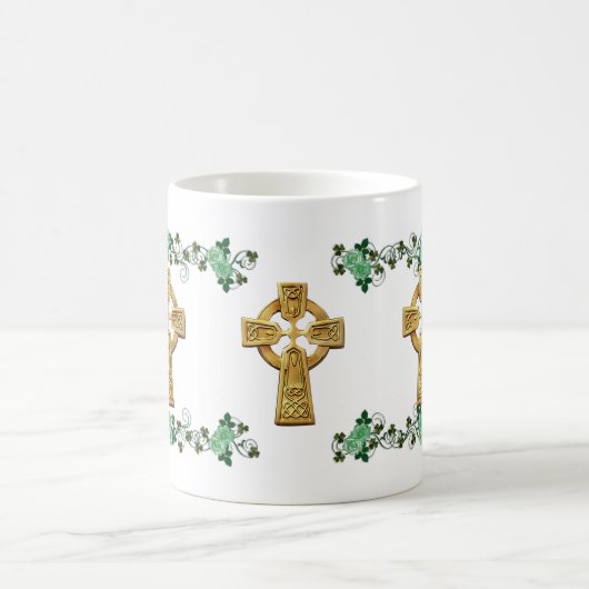 Irish Celtic Cross en shamrocks mok (Center)