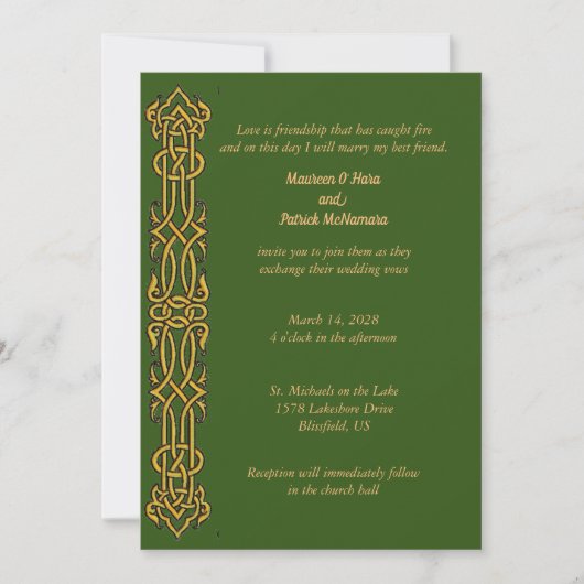 Irish Celtic Design Wedding Invitation Kaart (Voorkant)