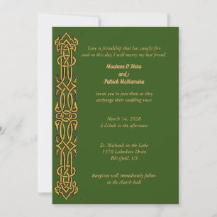 Irish Celtic Design Wedding Invitation Kaart