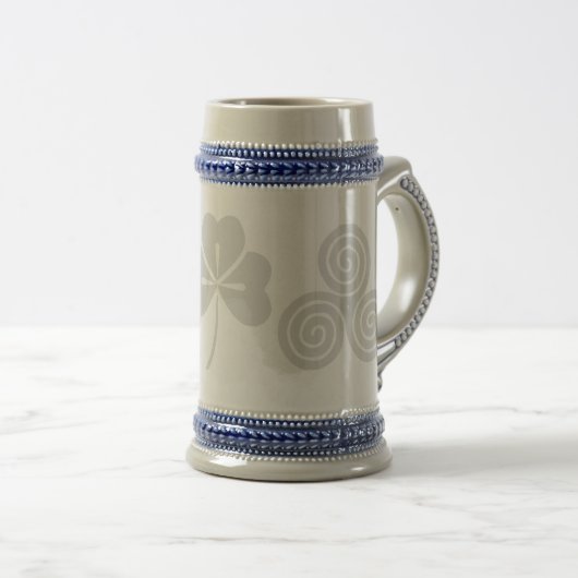 Irish Celtic Happy St Patrick Grey/blue Beer Mug (Devant droit)