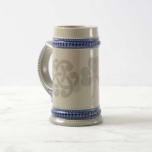 Irish Celtic Happy St Patrick Grey/blue Beer Mug (Devant gauche)