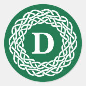 IRISH CELTIC Initiaal Monogram Classic Round Stick Ronde Sticker (Voorkant)