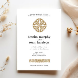 Irish Celtic Knot Gold Wedding Kaart