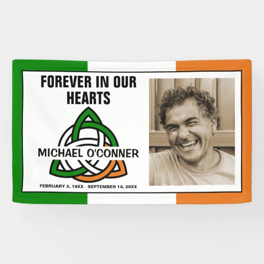 Irish Celtic Knot Photo Memorial Spandoek (Horizontaal)