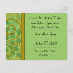 Irish Christelijk Wedding Invitation Blue Green Uitnodiging Briefkaart