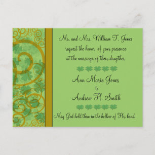 Irish Christelijk Wedding Invitation Blue Green Uitnodiging Briefkaart