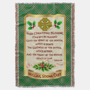 Irish Christmas Blessing w/Irish National Tartan Deken