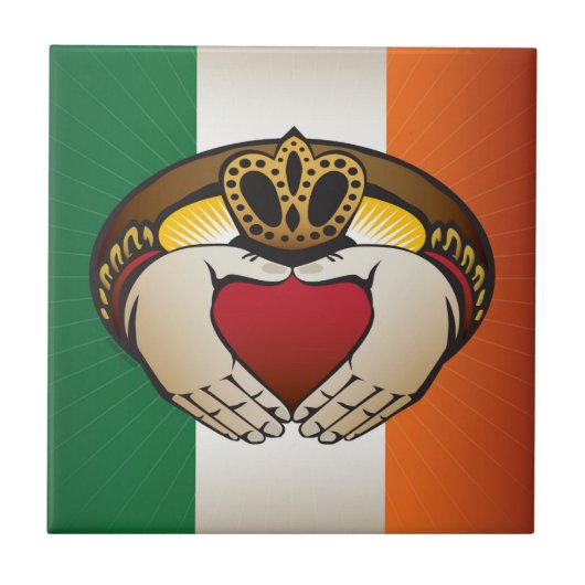 Irish Claddagh Flag Crest Tegeltje (Voorkant)