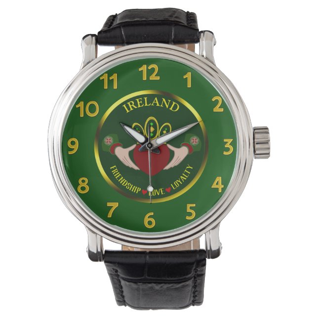Irish Claddagh gepersonaliseerd Horloge (Voorkant)
