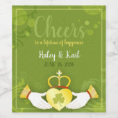 Irish Claddagh Heart Wedding Wijn Etiket (Enkel label)