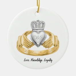 Irish Claddagh Ring gepersonaliseerd Keramisch Ornament