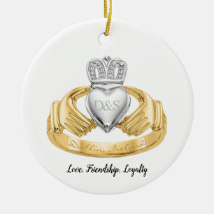 Irish Claddagh Ring gepersonaliseerd Keramisch Ornament