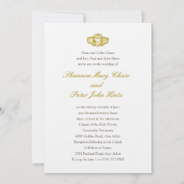 Irish Claddagh Ring Invitation Gold Kaart