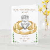 Irish Claddagh Ring & Shamrocks Valentijnsdag Kaart (Gele Bloem)