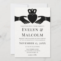 Irish Claddagh Ring Simple Black and White Wedding