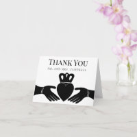 Irish Claddagh Ring Simple Black, White Dankjewel 
