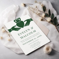 Irish Claddagh Ring Simple Graphic Green Wedding