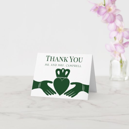 Irish Claddagh Ring Simple Graphic Green Wedding Kaart (Orchidee)