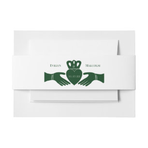 Irish Claddagh Ring Simple Graphic Green Wedding Uitnodigingen Wikkel